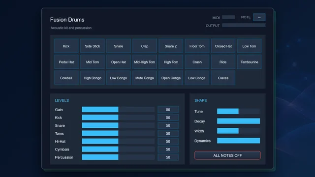 Fusion Drums in a development build
