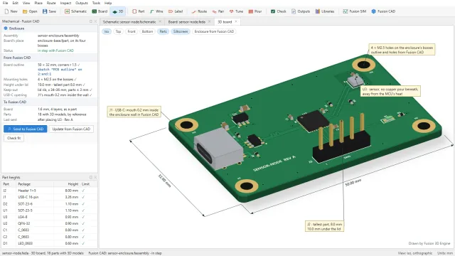 Fusion EDA design mockup with illustrative data