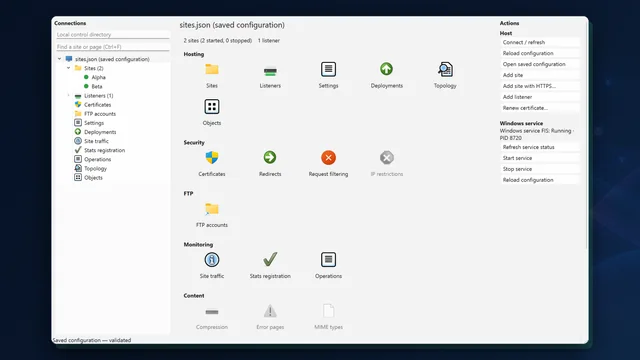 FIS Manager with a test configuration