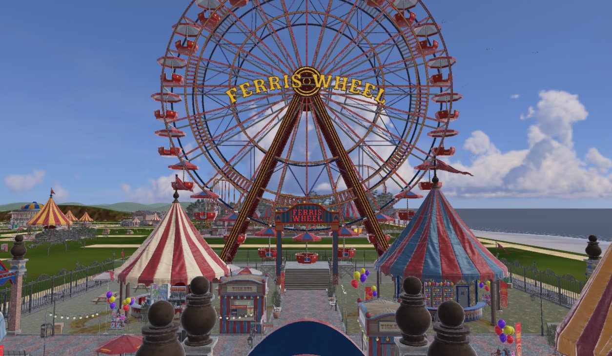 Fusion World 2: Ferris wheel and amusement park rendered by Fusion 3D Engine