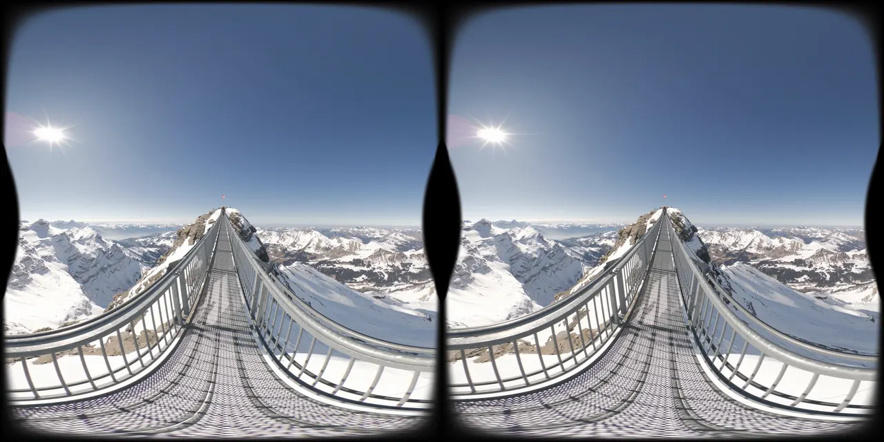 FUSION: 3D Studio stereoscopic reconstruction output generated from a real VR180 mountain capture